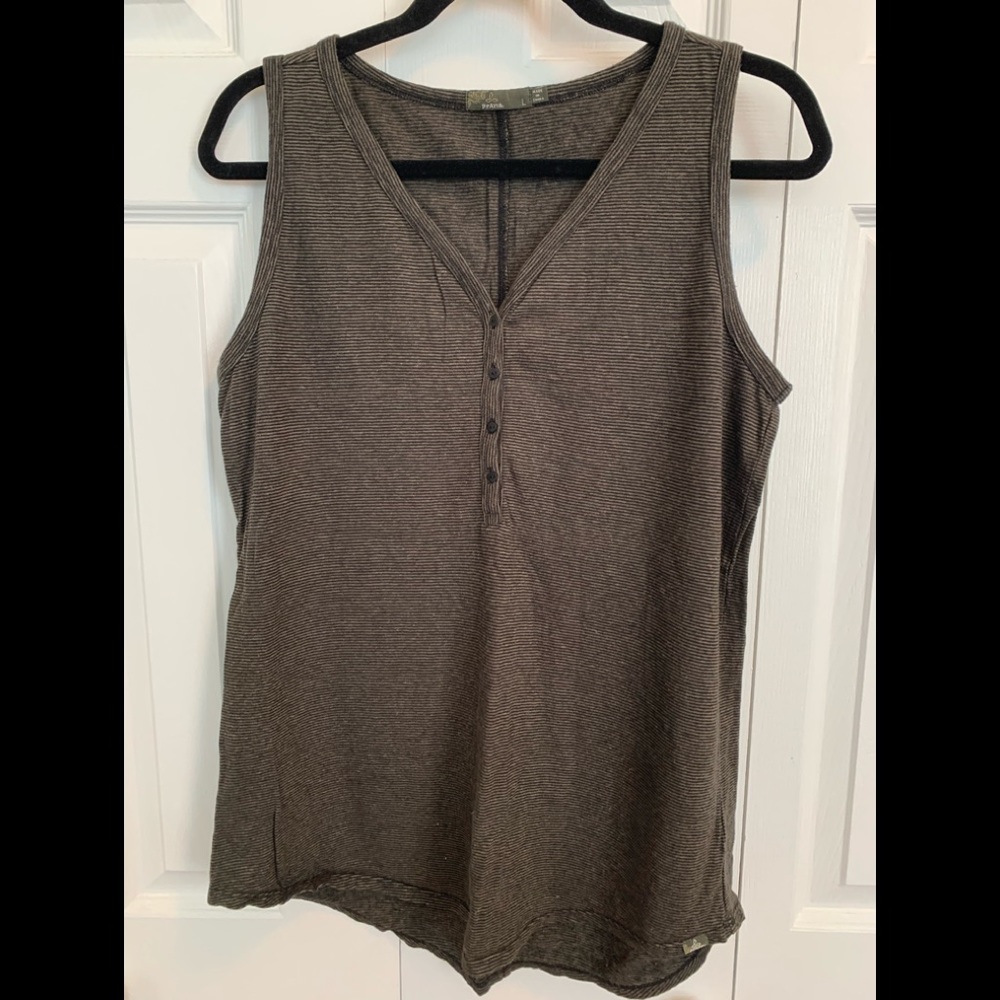 prAna | Olive and Black Striped Tank Top | NWOT